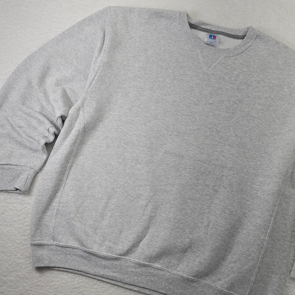 Vtg Russell Athletic Mens XXL Heather Gray Crewneck Fleece Sweatshirt Pullover - Picture 2 of 12